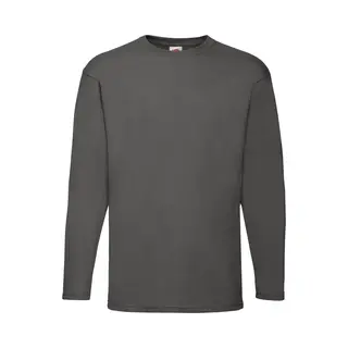 Fruit Of The Loom Men's Valueweight Crew Neck Long Sleeve T-Shirt In Mid Grey | Size, Large