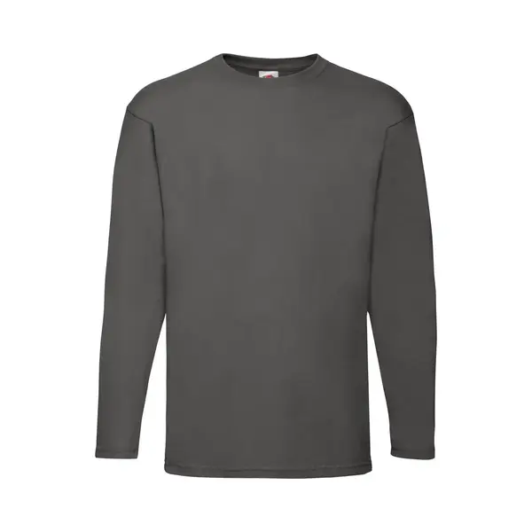 Fruit Of The Loom Men's Valueweight Crew Neck Long Sleeve T-Shirt In Mid Grey | Size, Large thumbnail