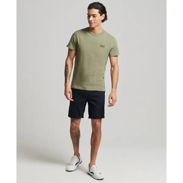 Superdry Herren Essential T-Shirt Aus Bio-Baumwolle Mit Logo Gedämpftes Olivgrün Gesprenkelt S thumbnail