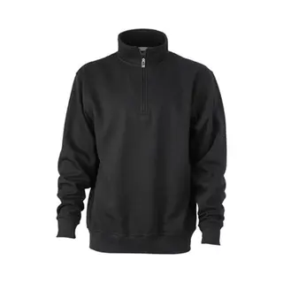 James & Nicholson James And Nicholson Uniseks Werkkleding Half Ritssweatshirt (Zwart)