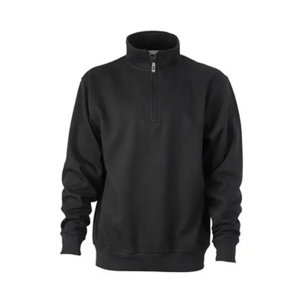James & Nicholson James And Nicholson Uniseks Werkkleding Half Ritssweatshirt (Zwart) thumbnail