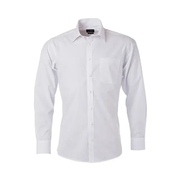 James & Nicholson James And Nicholson Heren Longsleeve Poplin Shirt (Wit) thumbnail