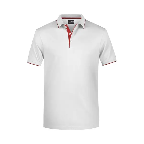 James & Nicholson James And Nicholson Heren Polo Stripe Shirt (Wit/rood) thumbnail