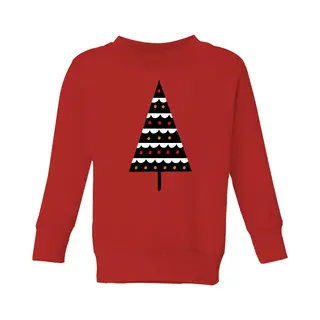 By Iwoot Dark Christmas Tree Kids' Sweatshirt - Red - 3-4 Years - Red