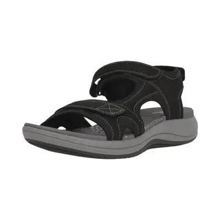 Clarks Für Damen. 26171412 Mira Bay Sandalen Schwarz (39), Wohnung, Klettverschluss, Lässig