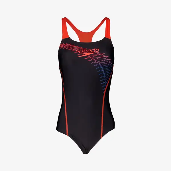 Speedo, Damen, Badeanzüge, Eco Medley Logo Medalist, Orange, Schwarz, (40) thumbnail