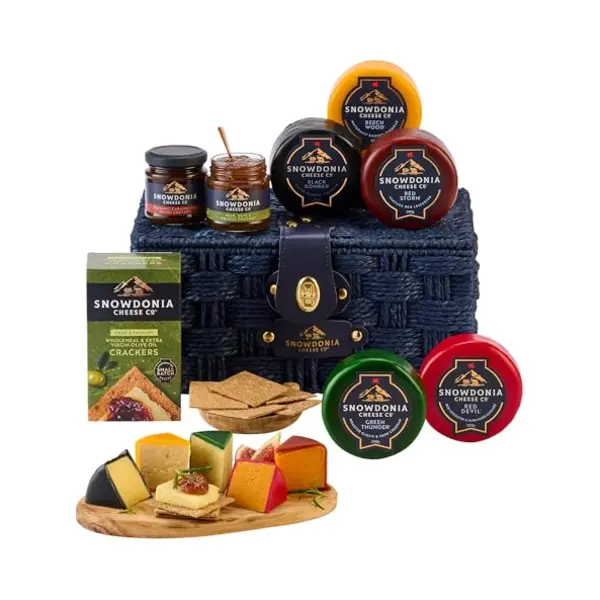Snowdonia Cheese Company | Quintessential Cheese Hamper Gift Set | 5 Luxury Welsh Cheeses, 2 Artisan Chutneys And Wholemeal Crackers thumbnail