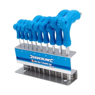 Silverline Inbus Sleutel Hex – 10 Delig – T Greep – 2 T/m 10 Mm