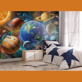 Walltastic Tapete Mit Sonnensystem, Kinderzimmer, Spielzimmer, 2, 4 M Hoch X 3 M Breit, Einheitsgröße