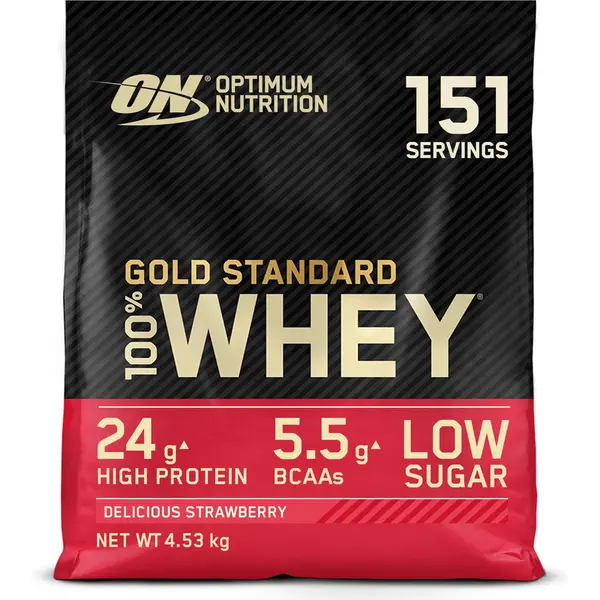 Optimum Nutrition Gold Standard 100% Whey Protein - Delicious Strawberry - Proteine Poeder - Eiwitshake - 4530 Gram (146 Servings) thumbnail