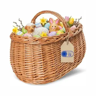 Creative Home Große Picknickkorb Weidenkorb Mit Henkel Einkaufskorb Autokorb | 45 X 32 X 34 Cm (+/- 2 Cm) | Groß, Leicht | Naturbraun |