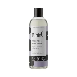 Miniml Natural English Lavender & Chamomile Body Wash & Bubble Bath - For All Skin Types - Hypoallergenic Dermatologically Tested - Sulphate & Paraben