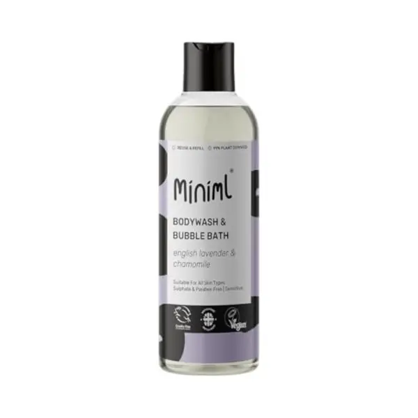Miniml Natural English Lavender & Chamomile Body Wash & Bubble Bath - For All Skin Types - Hypoallergenic Dermatologically Tested - Sulphate & Paraben thumbnail