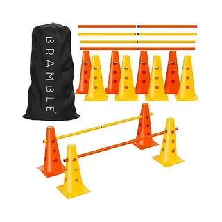 Bramble 18-delige Steekhordenset Met Transporttas - Behendigheid/Coördinatietraining Met 12 Kegels - Voor Kinderen, Voetbal, Hondentraining
