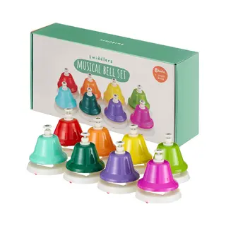 The Twiddlers Buntes 8-Noten Handglockenset Mit Notenheft & Geschenkbox - Regenbogenfarben Handglocke Musik, Musikalische Früherziehung Für Babys &