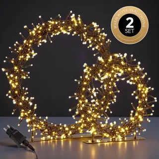 Meisterhome® 2 Delige Set Led Kerstkrans Met Standaard – Ø30 & Ø45 Cm – 280 & 440 Leds - IP44 - Warm Wit - Kerstverlichting Voor Binnen En