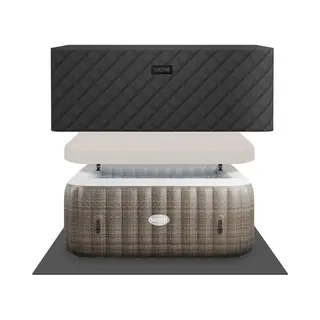 Wave Atlantic 4 Person Slate Rattan Inflatable Hot Tub 65 X 155cm - Size, 4 Seater - Brown Rattan - Wilko