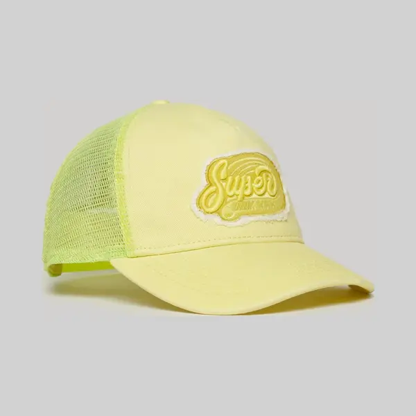 Superdry, Damen, Cap, Neonfarbene Trucker Cap Mit Mesh-Einsatz, Gelb, (One Size) thumbnail