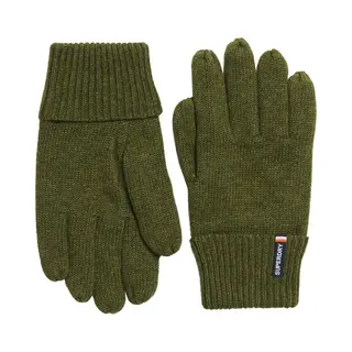 Superdry Herren Essential Strickhandschuhe Mit Logo Dunkel Army Grün Meliert 1SIZE