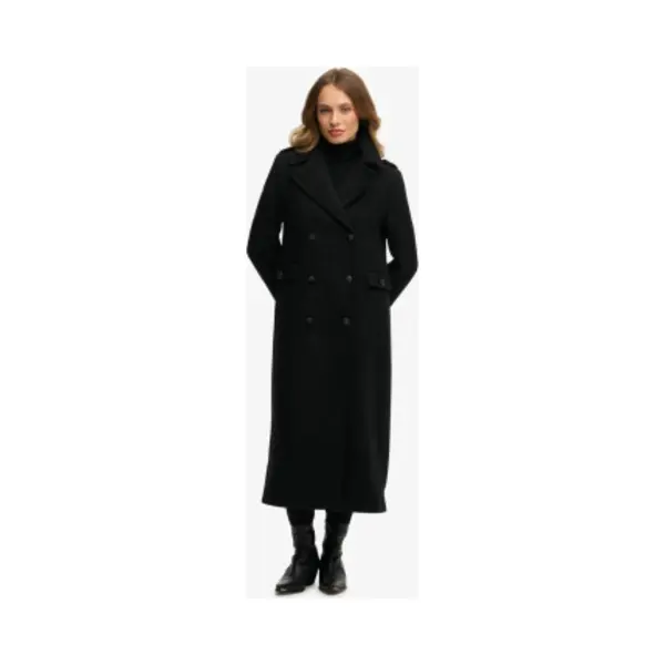 Superdry Damen Zweireihiger Mantel Aus Wollmischung Schwarz 36 thumbnail