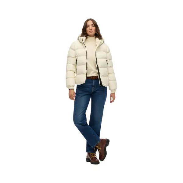 Superdry For Woman. W5011996A Stanton Off-white Hooded Quilted Jacket (S), Casual, Polyester thumbnail