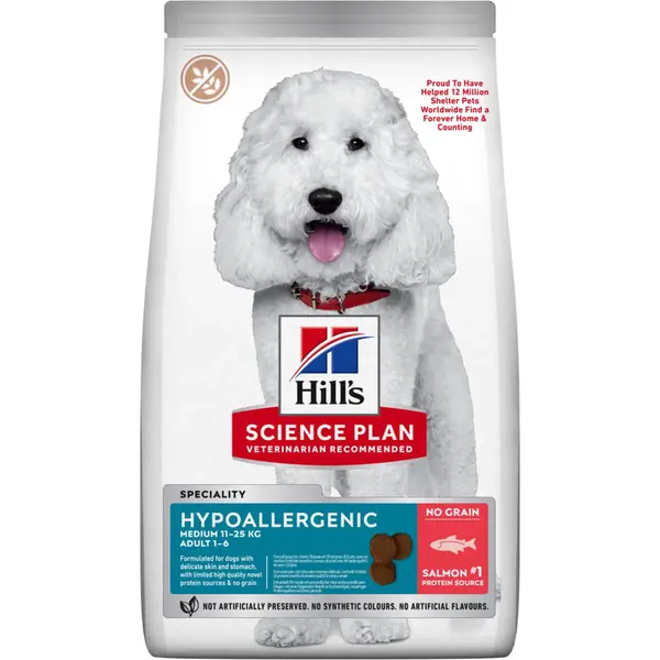 Hill's Science Plan Hypoallergenic Adult Medium Mit Lachs - Sparpaket, 3 X 2, 5 Kg (Verpakking van 3) thumbnail