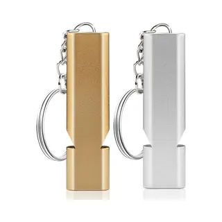 1 Set Van 2 Kleuren Fluitje, Overlevingsfluit, Dubbele Buizen Metalen Fluitje Met Sleutelhanger, Scheidsrechtersfluit, Noodfluit Voor Redding, Reizen,