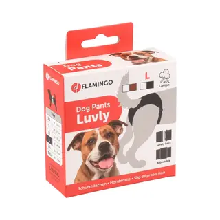 Flamingo Loopheidsbroekje Hond – Luvly Slip Vrouwelijk Zwart L – Voor Loopsheid – Verstelbare Taille & Inclusief Inlegkruisje Hond