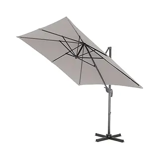 Acaza Parasol - Zweefparasol - Lichtgrijs - 250 X 250 Cm - Aluminium - Parasols - Tuinparasol - Vierkant - 360° Draaibaar - Uv Werend Doek -
