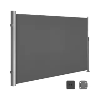 Acaza Windscherm - Tuinscherm - 400 X 180 Cm (L X H) - Aluminium - Donkergrijs - Windscherm Uittrekbaar - Tuinafscheiding - Tuinscherm Uittrekbaar -