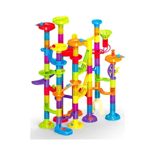 JUST23 Knikkerbaan GJH335 - Marble Run - 123 Onderdelen - Magische Disco Knikkers 4ST - Speelgoed Van 3 Tot 13 Jaar