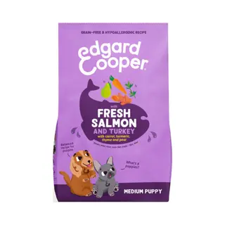 Edgard & Cooper Puppy Hondenbrokken Voor Medium Honden, Verse Zalm & Kalkoen, 7Kg, Hypoallergeen Recept Met Natuurlijke Ingrediënten, Perfecte