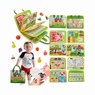 Joyage Boerderij Busy Board Montessori Speelgoed - Nl - Montessori Activiteitenboek 1 Jaar - Educatief Speelgoed 2 Jaar - Reisspeelgoed Motoriek Speelgoed
