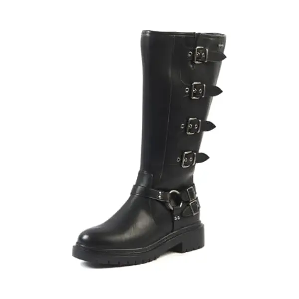 Gabylou – Modèle Penelope – Bottes Rock Femme Pieds Larges Mollets 2XL – Double Semelle Amovible, Talon 4, 5 Cm + Plateforme 2 Cm – Fermeture thumbnail