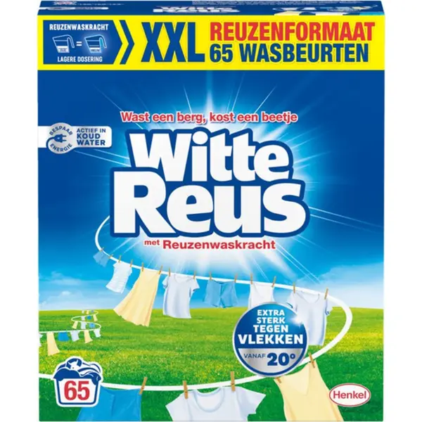 2e 80% Korting, Witte Reus Wasmiddel Poeder 65 Wasbeurten 3, 25 Kg thumbnail