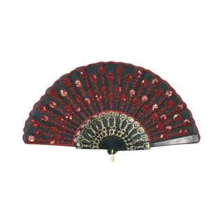 Faram Party Spaanse Waaier Met Pailletten - Rood - Spaanse Verkleed Jurken Accessoires - Verkoeling - Flamenco Danseres