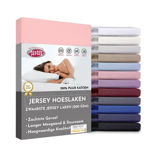 Double Jersey Hoeslaken - Hoeslaken 200x200+30 Cm - 100% Katoen Roze