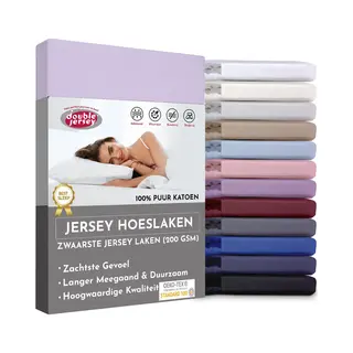 Double Jersey Hoeslaken - Hoeslaken 200x200+30 Cm - 100% Katoen Lavender