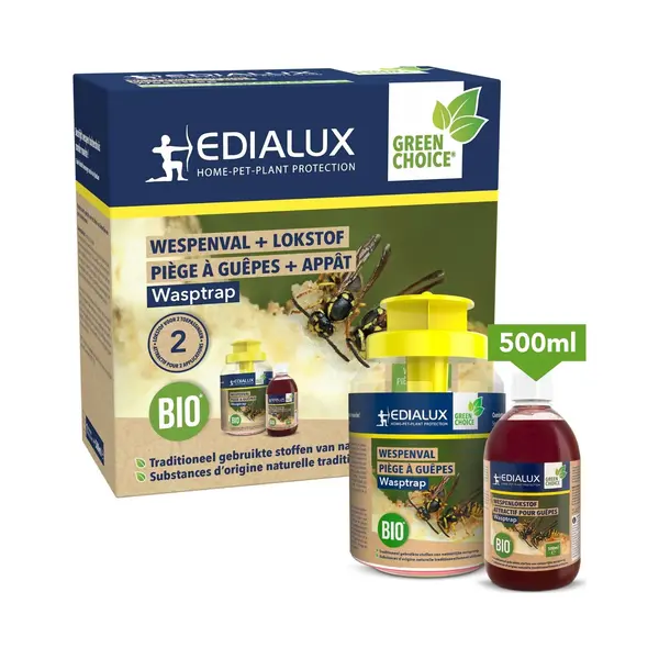 Edialux Wiederverwendbare Wespenfalle Mit 500ml Natürlichem Lockmittel, Umweltfreundlich Und Kindersicher, Mittel Gegen Wespen Und Hornissen, Einfach thumbnail