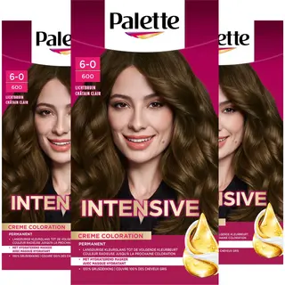 Palette - 600 Licht Bruin - Haarverf - Intensieve, Natuurlijke Kleuren Met 100% Grijsdekking - Voordeelverpakking - 3 Stuks