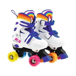 K3 - Rolschaatsen - Verstelbaar 26-29 - Met Stopper - Wit - Regenboog