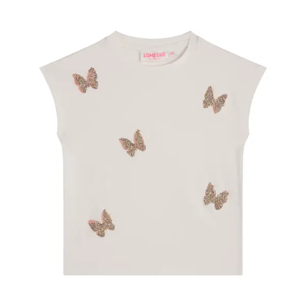 Someone Adel-Sg-02-F Meisjes T-shirt - Ecru thumbnail