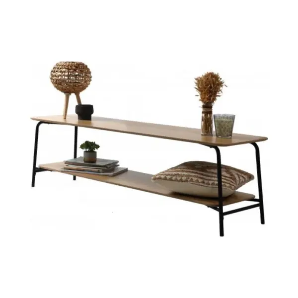Urban Living - Tv-meubel Met 2 Niveau's - Dressoir - Metaal/Hout - 150x40x43, 5cm - Zwart thumbnail