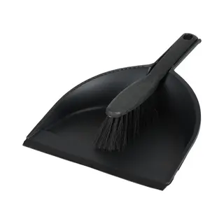 Urban Living Stoffer En Blik Set - Zwart - Zachte Borstel - Kunststof - 32 X 22 Cm