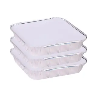 Elite Meal Prep Voedsel Bewaar Bakjes - Aluminium - 3x - 25 X 25 X 5 Cm - Met Deksel