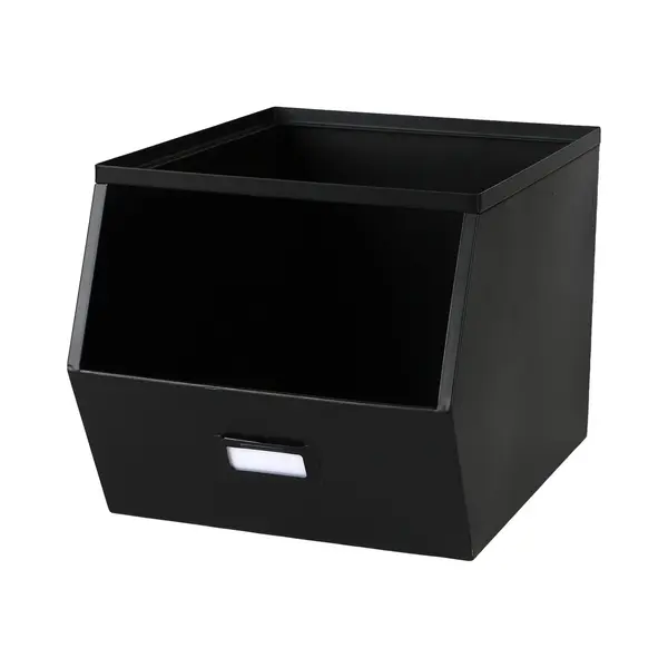 Urban Living Stapelbare Opbergmand - Open Metal Box - 23 X 32 X 21 Cm - Metaal - Zwart thumbnail