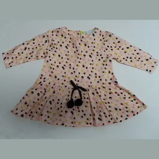 Jurk - Meisjes - Roze Met Stip All Over - 3 Maand 62