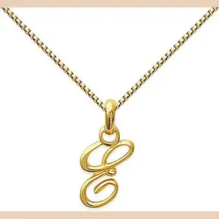 Amanto Ketting Letter E Gold - 925 Zilver Verguld - Alfabet - 8x15mm - 50cm