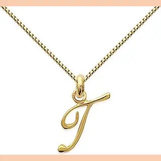 Amanto Ketting Letter T Gold - 925 Zilver Verguld - Alfabet - 10x18mm - 50cm