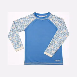 Ducksday - Uv-Zwemshirt Voor Kinderen - Uv-werend UPF50+ - Rashguard Met Lange Mouwen - Unisex - Manta - Blauw Met Print - Maat 6 Jaar